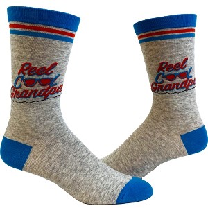 Crazy Dog T-Shirts Men's Reel Cool Grandpa Socks Funny Fishing Lover Father's Day Gift Novelty Footwear For Grandpa - 1 of 4