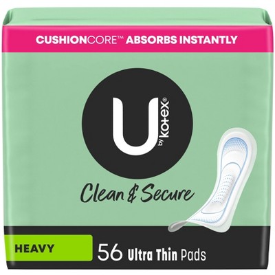 U by Kotex Clean & Secure Heavy Ultra-Thin Feminine Fragrance Free Pads - Unscented