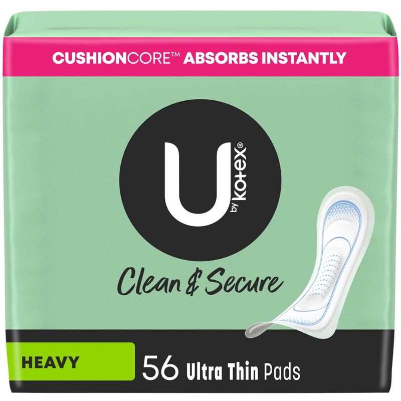U by Kotex Clean & Secure Heavy Ultra-Thin Feminine Fragrance Free Pads - Unscented, 1 of 12