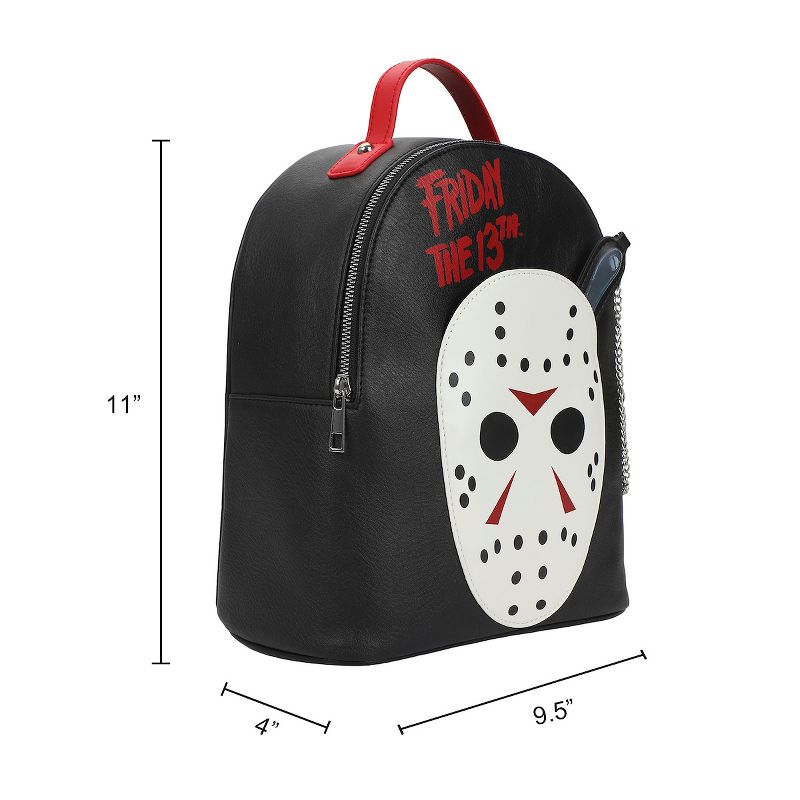 Friday The 13th Jason Mask 11" Mini Backpack With Pull Out Meat Cleaver Coin Purse, 6 of 8