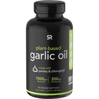 Sports Research Plant-Based, Garlic Oil with Parsley & Chlorophyll, 150 Veggie Softgels, Greens and Superfood Supplements