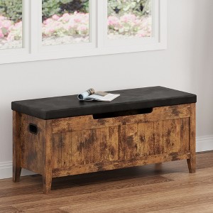 COZONY 39.4" Storage Bench with Lift Top & Cushion, Wooden Entryway Shoe Bench with 2 Safety Hinges, 260LB Load Storage Chest for Bedroom - 1 of 4