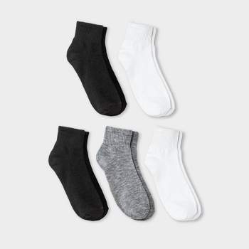 Women's 5pk Ankle Socks - Xhilaration™ Black/White/Gray 4-10