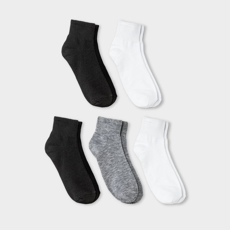 Women&#39;s 5pk Ankle Socks - Xhilaration&#8482; Black/White/Gray 4-10, 1 of 3