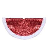 Northlight 20" Red Glittered Mini Christmas Tree Skirt With a Faux Fur Trim