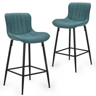 GlasFlength Dining Sets, Mid-Century Modern Swivel Bar Stool Set of 2, Adjustable Height for Kitchen, Bar, Counyer, Blue, 19.3"*14.9"*36.32"