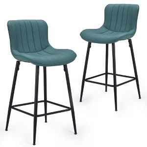 GlasFlength Dining Sets, Mid-Century Modern Swivel Bar Stool Set of 2, Adjustable Height for Kitchen, Bar, Counyer, Blue, 19.3"*14.9"*36.32" - 1 of 4