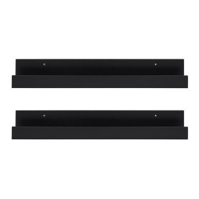 24" x 3.3" 2pc Decorative Wall Shelf Set Black - Uniek