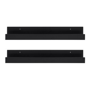 24" x 3.3" 2pc Decorative Wall Shelf Set Black - Uniek - 1 of 4