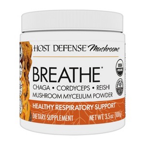 Host Defense Breathe Powder, Mushroom Supplement with Cordyceps, Reishi and Chaga, 100 G - 1 of 4