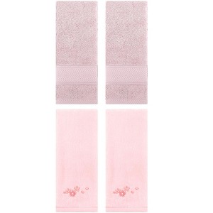 REGALWOVEN 4 Pcs Bathroom Decorative Cotton Soft Absorbent Sold Striped Hand Towel - 1 of 4
