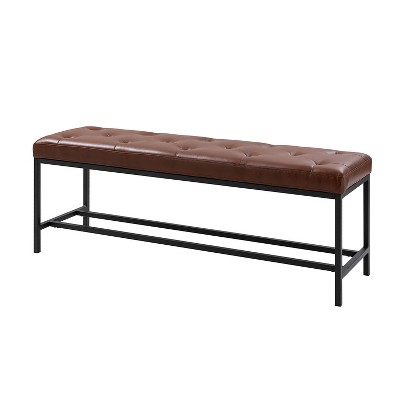 Jakob 50" Wide Contemporary Upholstered Faux Leather Bench with Button-tufted|ARTFUL LIVING DESIGN