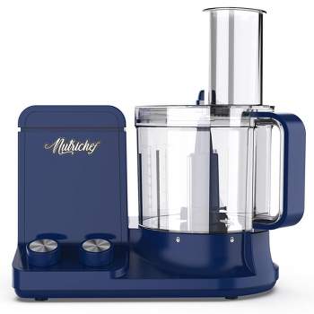 NutriChef Multifunction Food Processor - Ultra Quiet Powerful Motor, Includes 6 Attachment Blades, Up to 2L Capacity (Blue)