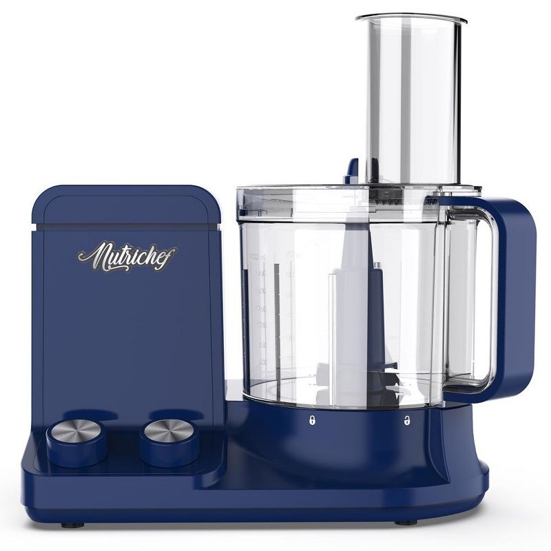 NutriChef Multifunction Food Processor - Ultra Quiet Powerful Motor, Includes 6 Attachment Blades, Up to 2L Capacity (Blue), 1 of 8