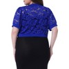 Agnes Orinda Women's Plus Size Short Sleeve Open Front Crochet Lace Allover Cropped Cardigan - 4 of 4
