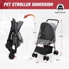 BENCMATE Pet Strollers, One Hand Folding Pet Stroller Easy Assembly Compact Storage And Adjustable Canopy, Gray, 28.30"*18.50"*38.20" - 3 of 4