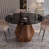 LeisureMod Nebo 47-Inch Modern Round Dining Table with Walnut Base and Glass/ Sintered Stone Top for Kitchen and Home - 3 of 4