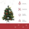DOMETOUR 22.5in Christmas Tree 2-Pack Outdoor Pre-Lit Artificial Pine Cordless with 24 Warm White Lights and Stakes - 3 of 4
