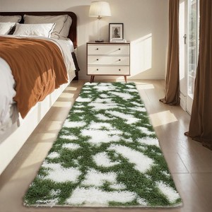 Modern Fluffy Runner Rug, Soft High Pile Shag Carpet Non Slip Plush Area Rug for Hallway, Bedroom, or Kids Room - 1 of 4