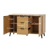 TIRAMISUBEST Natural Wood Sideboard Buffet Cabinet with Wheels - Mobile Storage Cabinet for Dining Room & Living Room - 2 of 4