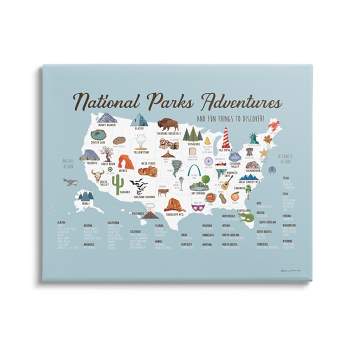 Stupell Industries National Parks Adventures USA Map Canvas Wall Art