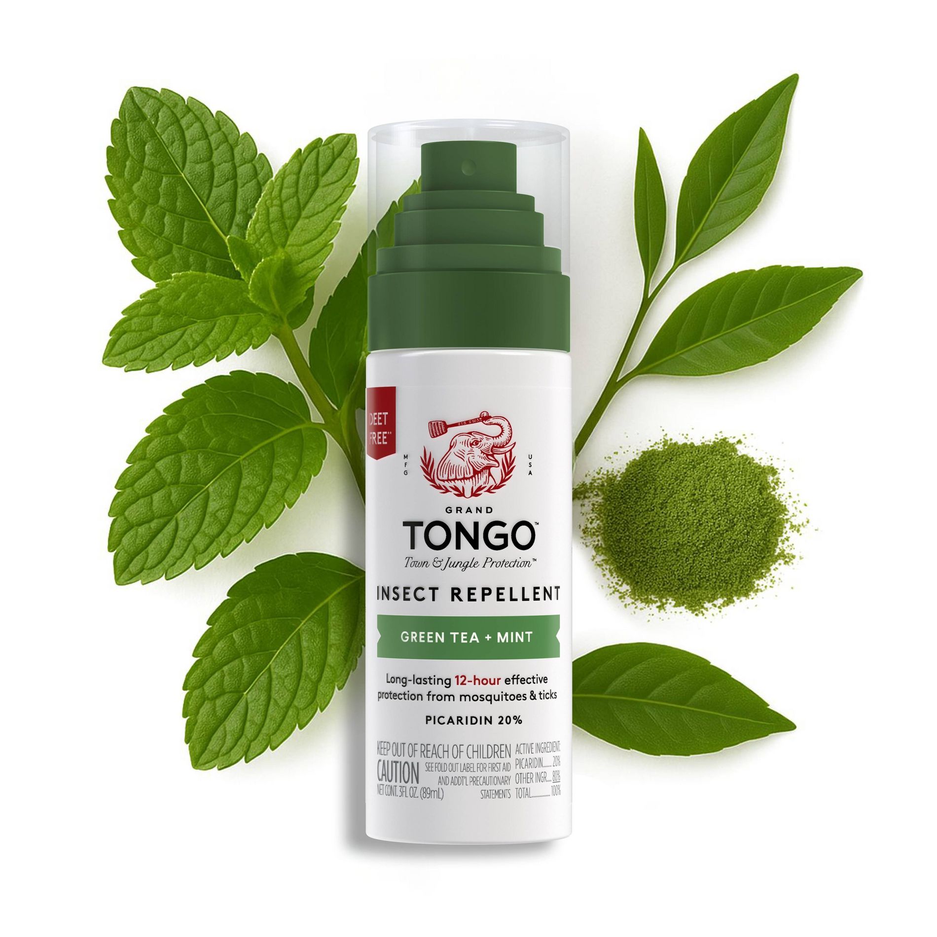 Grand Tongo Insect Repellent Pump Spray - Green Tea + Mint - 3oz