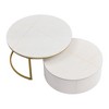 Ridstar Modern Round Nesting Coffee Tables with Drawer For Living Room & Lounge Area-White - 2 of 4