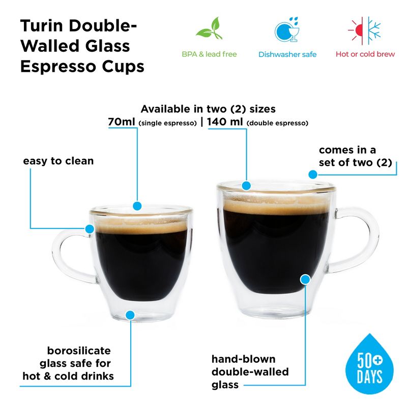 GROSCHE TURIN Double Walled Glass Espresso Cups, 4 of 11