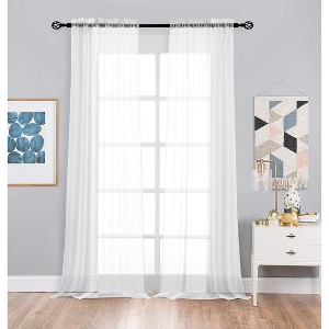 Kate Aurora 2 Piece Extra Long Custom Lux Rod Pocket Sheer Voile Window Curtains - 120 in. Long - 1 of 3