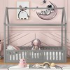 ALEXOUN Wood House Bed with Fence and Door, Wooden Bed Frame with Roof for Teens, Boys or Girls, for Bedroom Apartments - 2 of 4