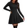Ribbed Knit Sweater Dress for Women, Long Sleeve Crew Neck Fit and Flare A-Line Dress for Fall and Winter, Casual Office Wear A Black - 3 of 4