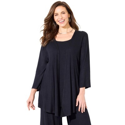 Catherines Women's Plus Size Anywear Rib Hacci Duet Topper