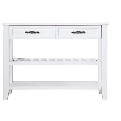 NicBex 42.01''Console Table with 2 Storage Drawers Mid-Century Wooden Side Table with 2-Tier Shelves for Entryway,Living Room