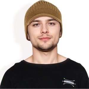 Anna-Kaci Men's Ribbed Knit Baseball Cap with Ear Flap Coverage for Winter Warmth and Style - 1 of 4