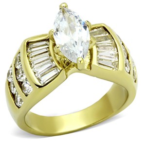 Slickblue Stainless Steel Ring with Clear CZ, Women's Ring, Ion Plating Finish, Pave Design, Gold, Sizes 5-10 - 1 of 4