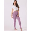 INSPIRE CHIC Women's Elastic Waistband Soft Gym Yoga Cotton Stirrup Pants Leggings - 2 of 4