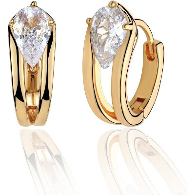 Cubic Zirconia Huggie Earrings 14k Gold Plated Tiny Earrings Small Huggie Hoop Earrings Simple Lightweight Hoops Gift for Women