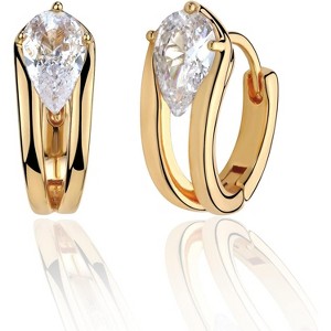 Cubic Zirconia Huggie Earrings 14k Gold Plated Tiny Earrings Small Huggie Hoop Earrings Simple Lightweight Hoops Gift for Women - 1 of 4