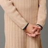 Hope & Henry Girls' Organic Long Sleeve Mock Neck Flounce Sweater Dress, Camel Heather Texture, 2T - 3 of 4