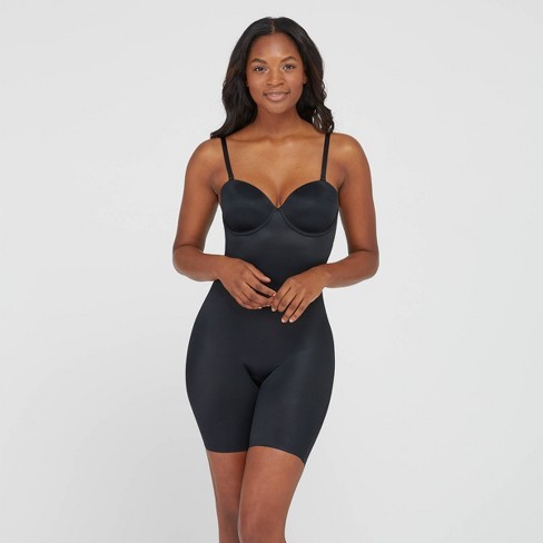 Assets By Spanx Women's Flawless Finish Strapless Cupped Midthigh Bodysuit - Black M : Target