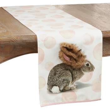72" x 13" Polyester Bunny Print Table Runner Pink - Saro Lifestyle