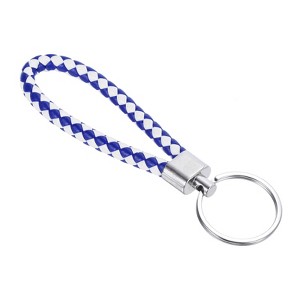 Unique Bargains Braided Leather Car Wallet Keychain with Stainless Steel Key Ring - 1 of 3