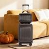 14"/20" 2 Pcs/Set ABS Spinner Wheel Luggage, Front Opening, Combination Lock, Cosmetic Case, Black -- Frevyn - 3 of 4