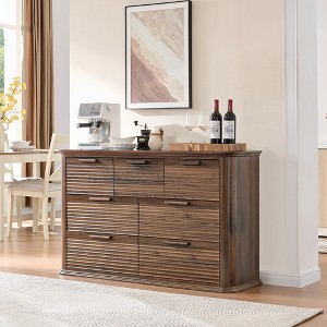 Zeus & Ruta Fluted 52" Modern Wood Dresser with 7 Drawers, Curved Design for Living Room & Hallway Storage - 1 of 4
