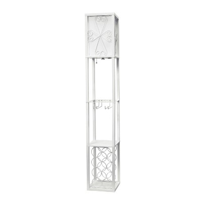 Etagere Storage Shelf Floor Lamp with Linen Shade White - Simple Designs