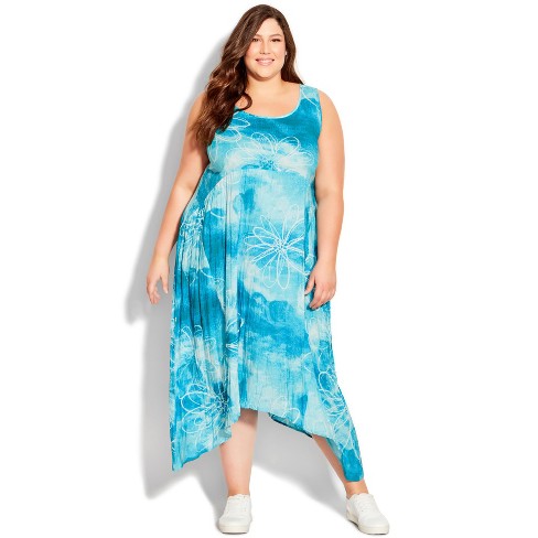 Avenue | Women's Plus Size Kylee Crush Dress - Turquoise - 18w : Target