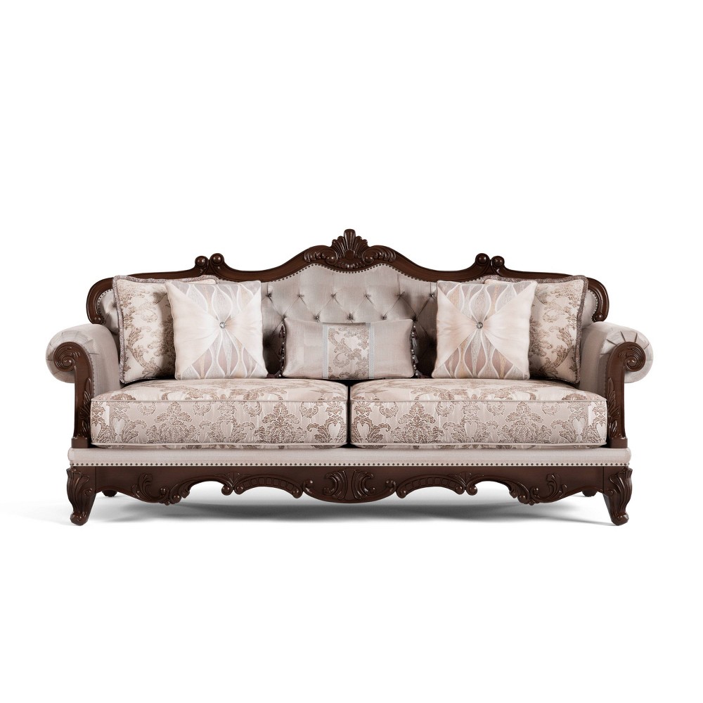 Photos - Sofa HOMES: Inside + Out Alsace 90.25"  Traditional Button Tufted Dark Cher