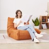 VEVOR Bean Bag Chair, L-Shaped Bean Bag Chair with Soft Armrests and Storage Pocket, 25D Memory Foam Filled with Soft Teddy Velvet Cover, Brown - 2 of 4