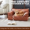ATJafurn 31.5" Mid-Century Modern Leather Dog Sofa Bed, Brown Pet Couch for Small Dogs and Large Cats for Under 50 lbs - 2 of 4