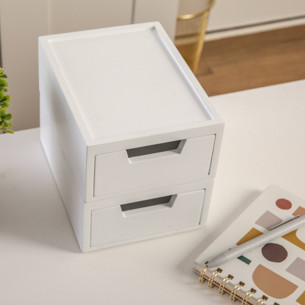 Photos - Accessory Martha Stewart 2pc Stackable Boxes with Drawers White 